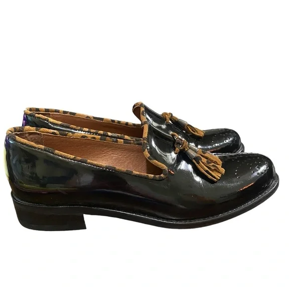 GIROTTI Italian Leather Custom Made Slip On Loafer Suede Leopard Tassel Classic - Picture 13 of 16